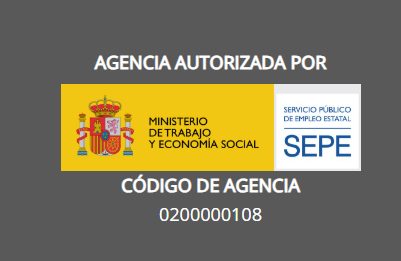 Agencia autorizada por el Ministerio de Trabajo y Economía Social y el Servicio Público de Empleo Estatal. Código de agencia 0200000108